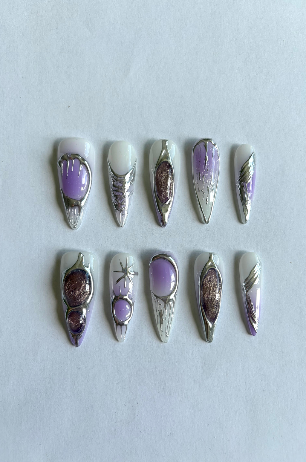 Amethyst - Chrome nails