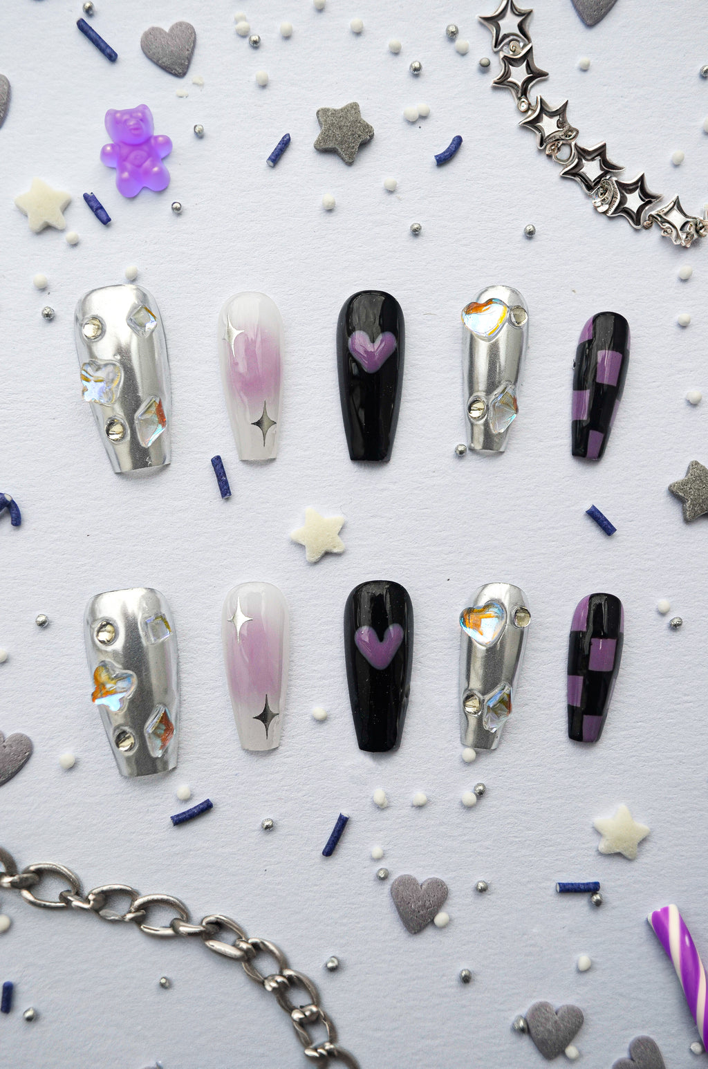 Cosmic Love - Lila & silver set